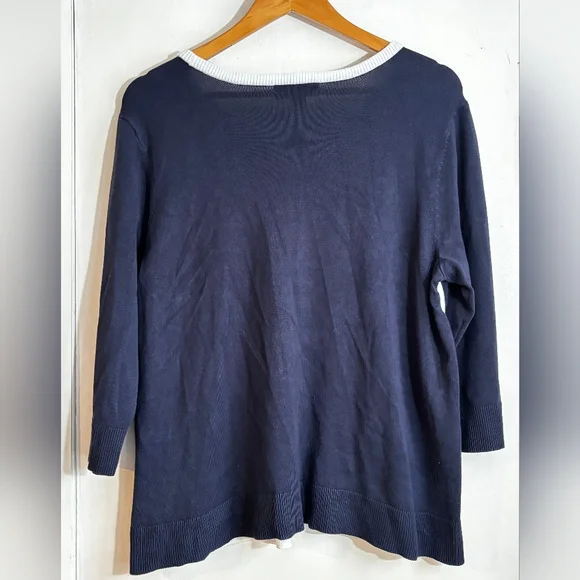 Christopher & Banks Navy and White Knit Top - Picture 6 of 6